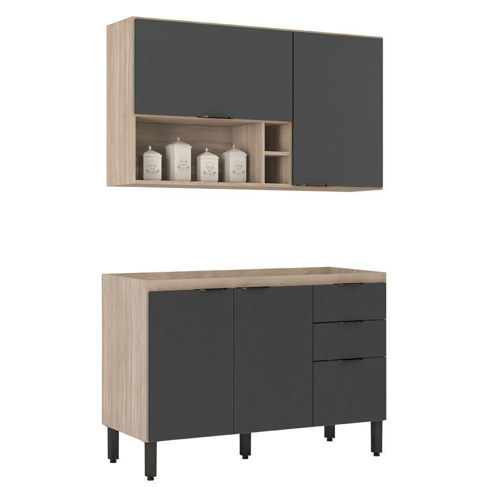 Cozinha Completa Modular 2 Peças Composição 11 Touch Grafito - 1