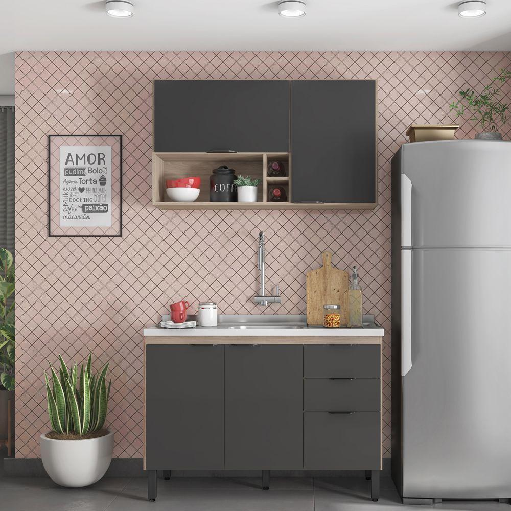 Cozinha Completa Modular 2 Peças Composição 11 Touch Grafito - 2