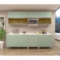 Armário De Cozinha 8 Peças Com Tampo Crema Com Verde - 1