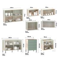 Armário De Cozinha 8 Peças Com Tampo Crema Com Verde - 6