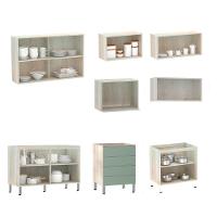 Armário De Cozinha 8 Peças Com Tampo Crema Com Verde - 7