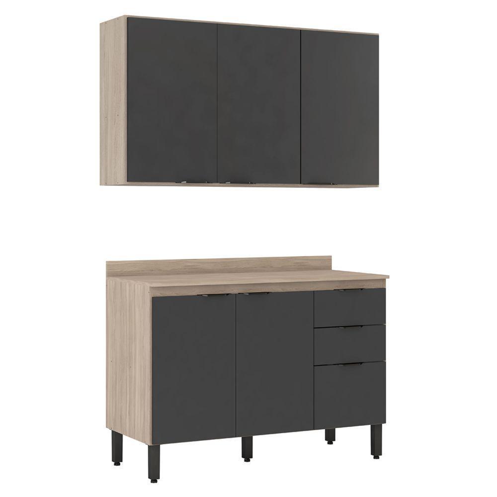Cozinha Completa Modular 3 Peças Composição 10 Touch Grafito - 1