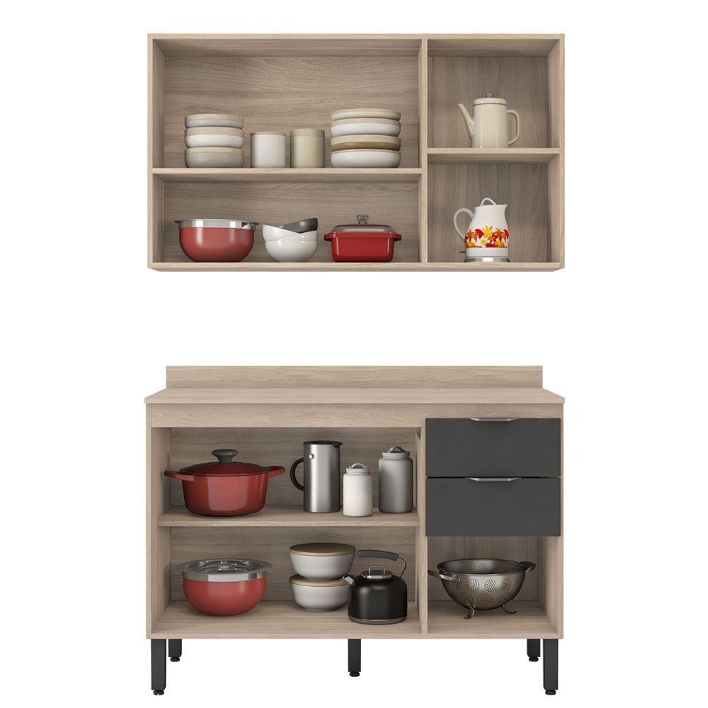 Cozinha Completa Modular 3 Peças Composição 10 Touch Grafito - 3