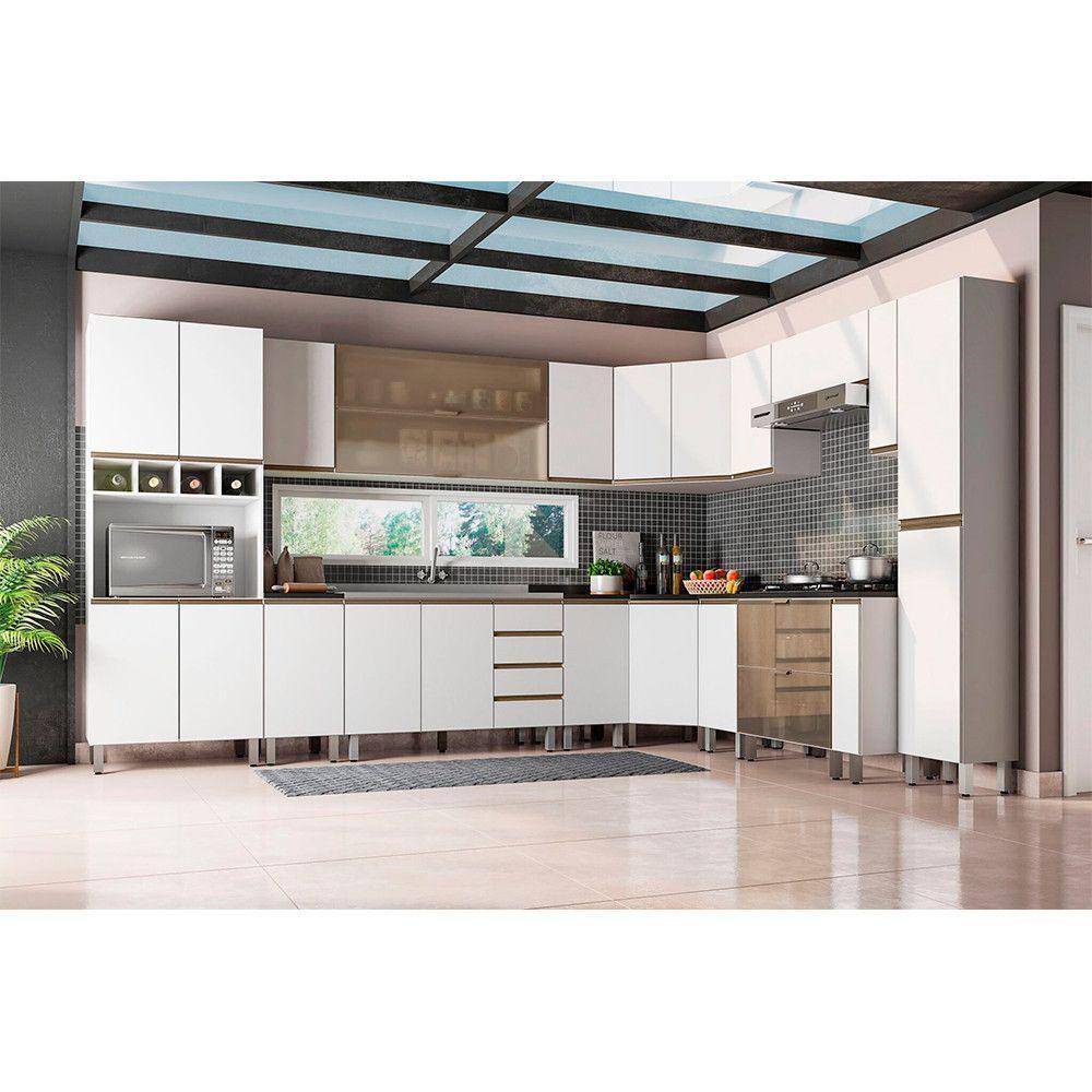 Cozinha Modulada Completa 16 Peças Branco Com Vidro Reflecta - 1