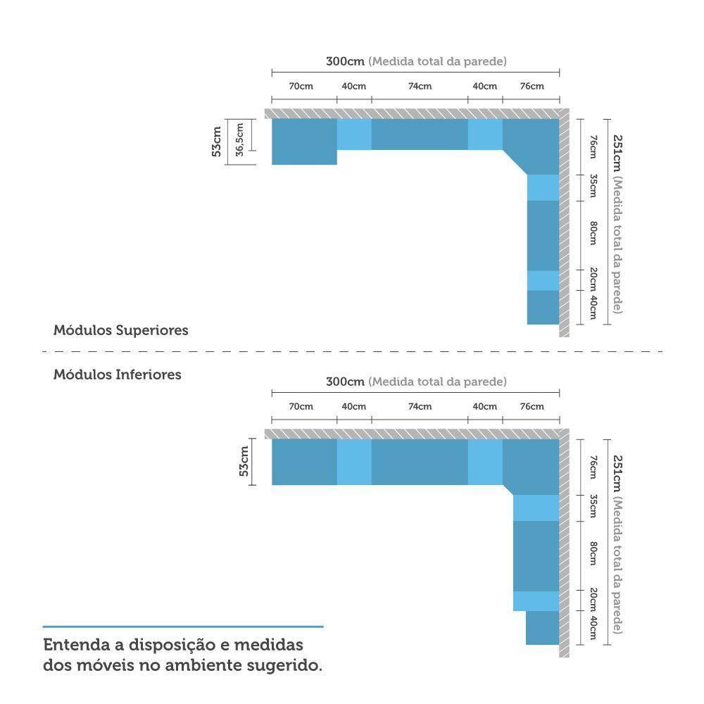 Cozinha Modulada Completa 16 Peças Branco Com Vidro Reflecta - 4