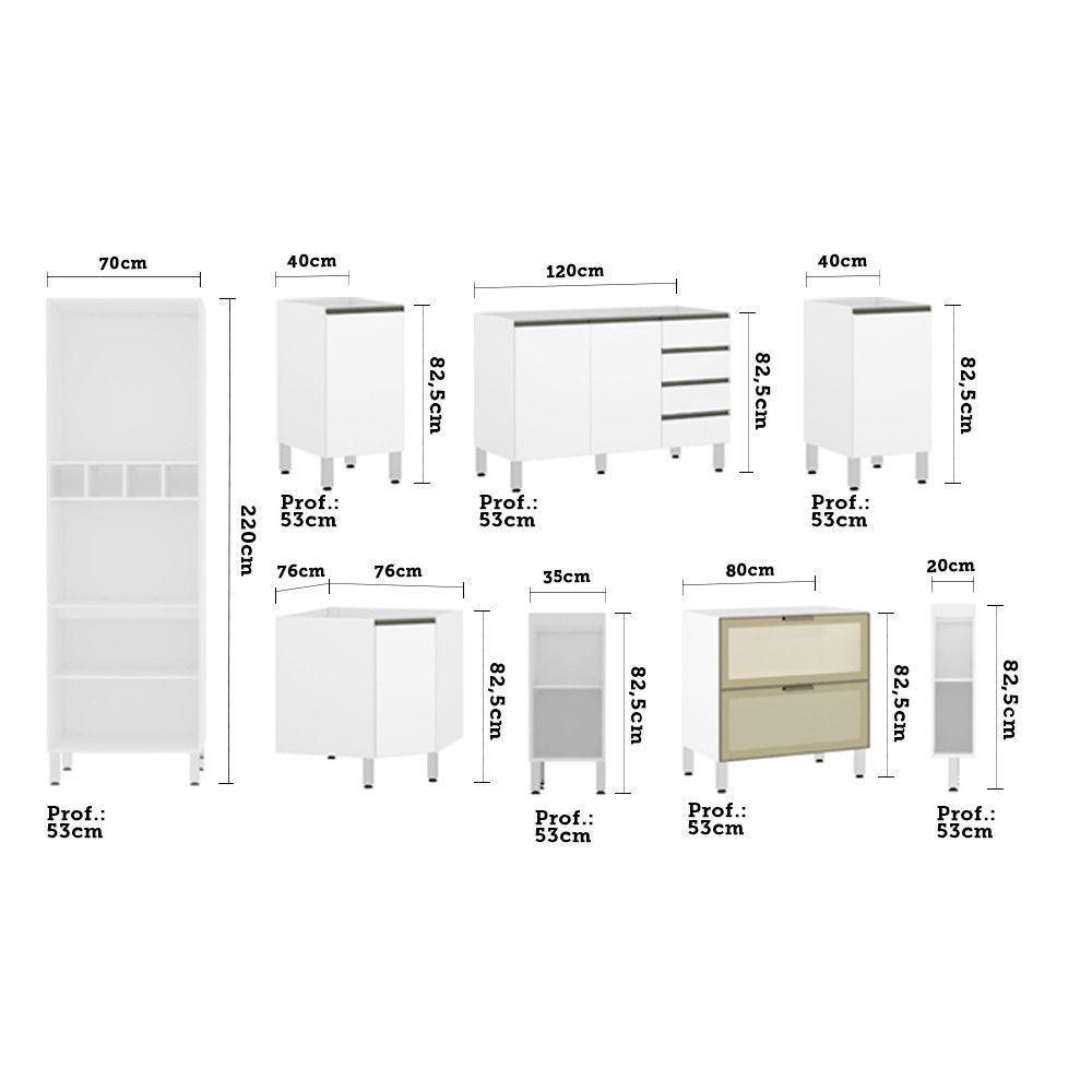Cozinha Modulada Completa 16 Peças Branco Com Vidro Reflecta - 6
