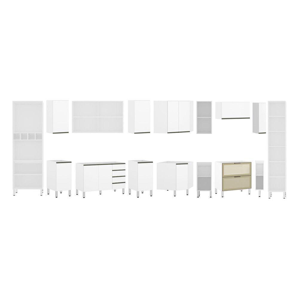Cozinha Modulada Completa 16 Peças Branco Com Vidro Reflecta - 7