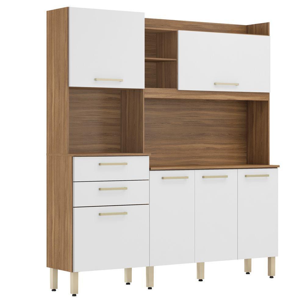 Cozinha Compacta Select 6 Portas 2 Gavetas Amêndola Branco - 1