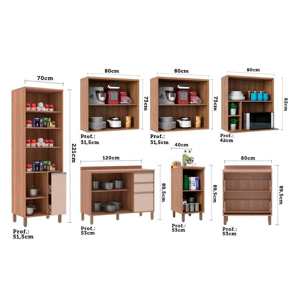 Armário De Cozinha 7 Peças Com Tampo Vanilla Com Connect - 10