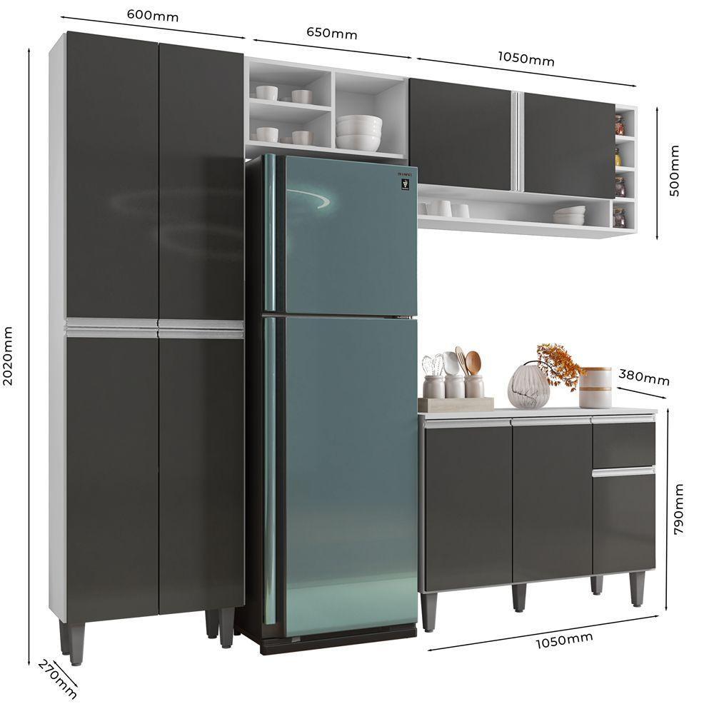 Cozinha Completa Modulada 5 Peças Cinza Branco Fosco - 3