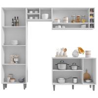 Cozinha Completa Modulada 5 Peças Cinza Branco Fosco