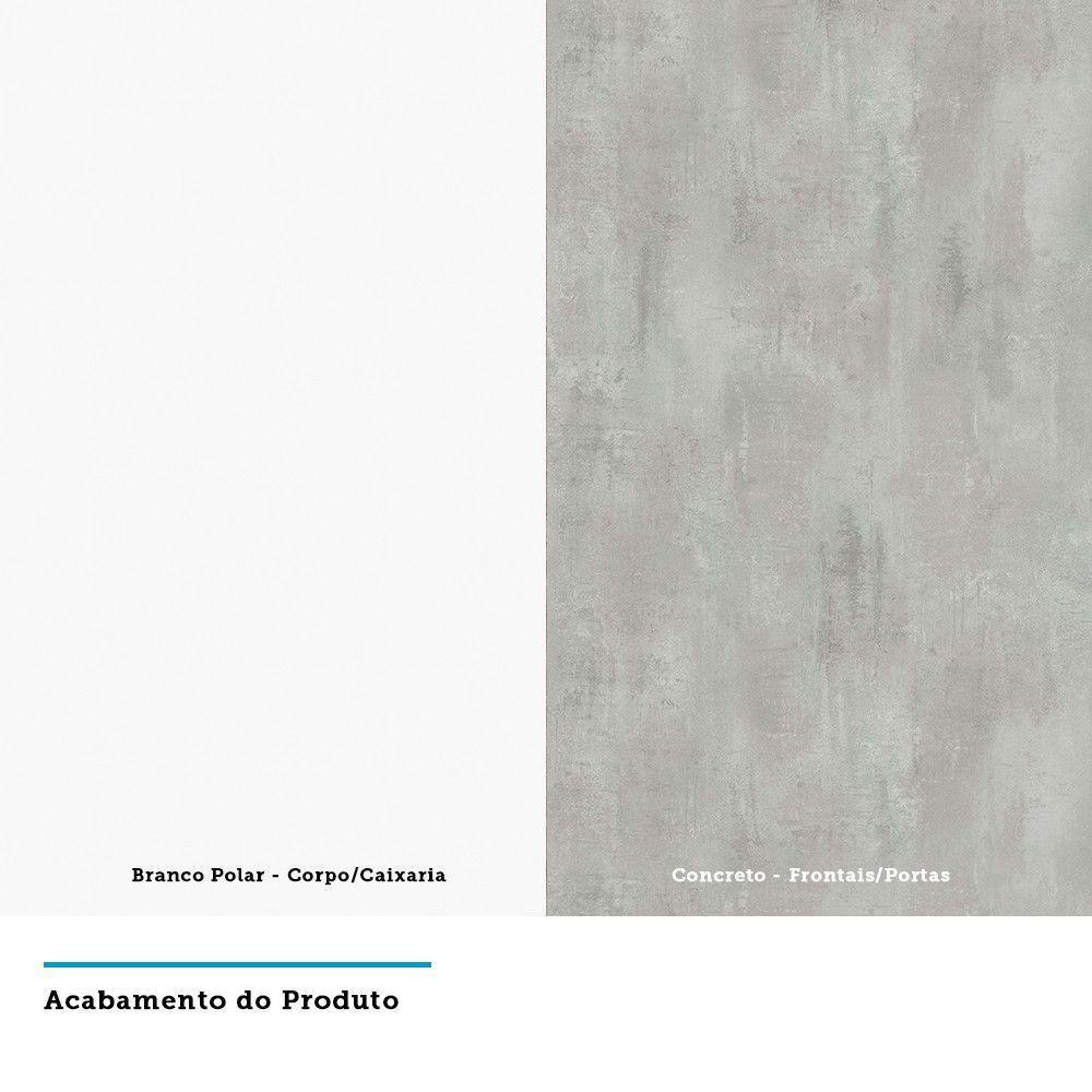 Cozinha 6 Pçs Sem Tampo De 120 Branco Vidro Branco Com Concreto - 2