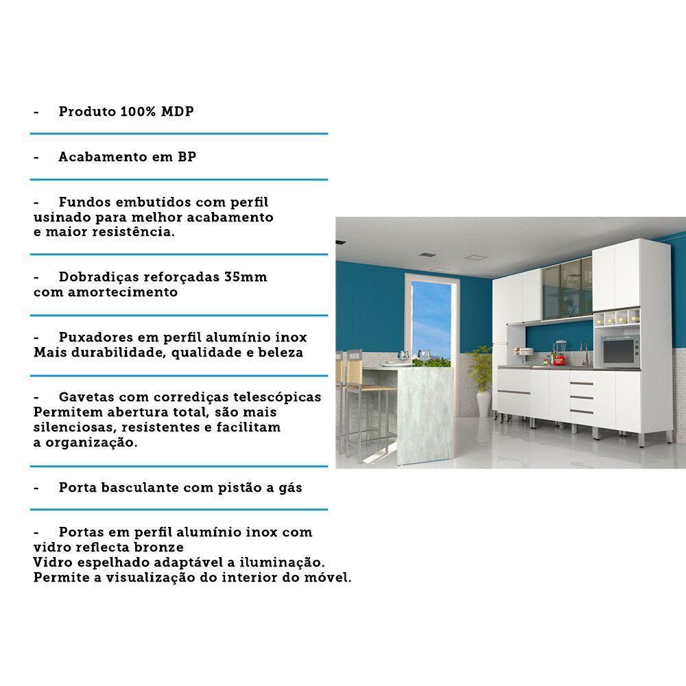 Cozinha 6 Pçs Sem Tampo De 120 Branco Vidro Branco Com Concreto - 3