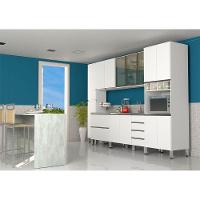 Cozinha 6 Pçs Sem Tampo De 120 Branco Vidro Branco Com Concreto - 1