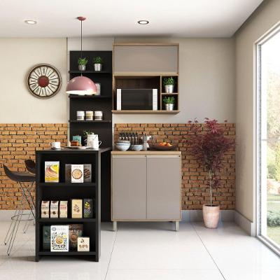 Cozinha Compacta 4 Peças com Bancada Gourmet 4 Portas MDF 150cm Preto