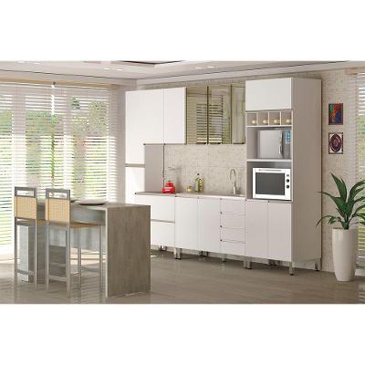 Cozinha 6 Pçs Sem Tampo De 120 Branco Vidro Branco Com Concreto