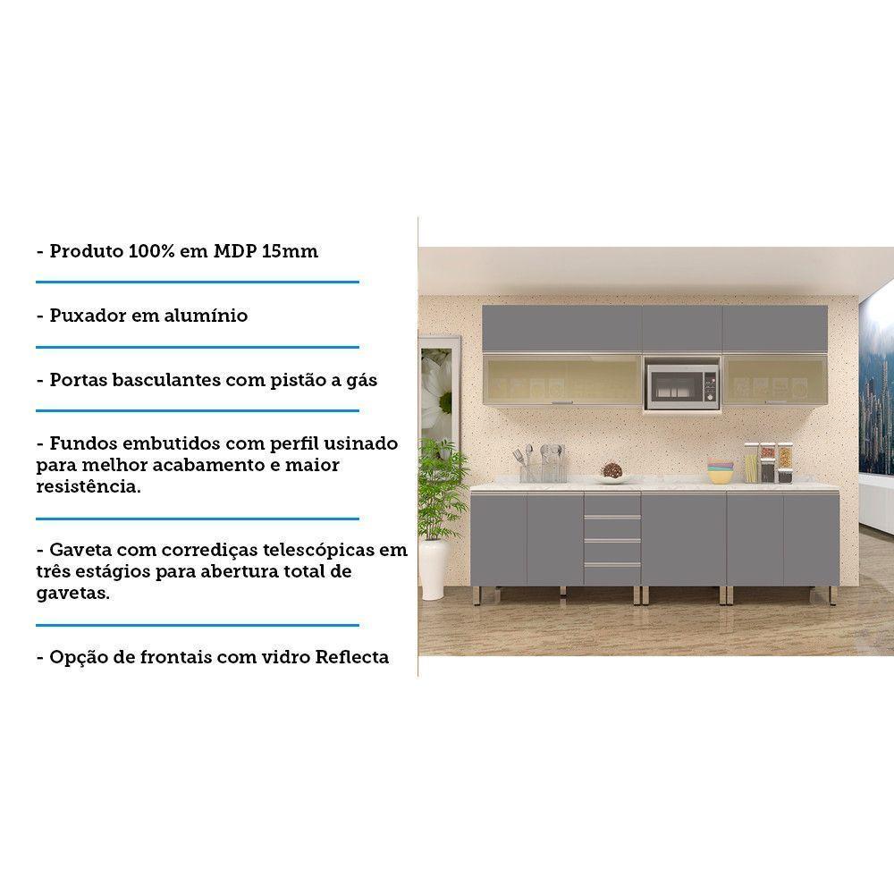 Armário De Cozinha 8 Peças Com Tampo Crema Com Cinza - 5