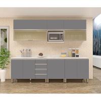 Armário De Cozinha 8 Peças Com Tampo Crema Com Cinza - 2