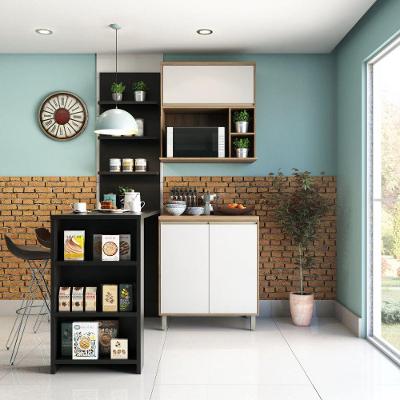 Cozinha Compacta 4 Peças com Bancada Gourmet 4 Portas MDF 150cm Branco e Vanilla