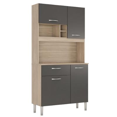 Kit Cozinha Compacta Malta D02 4 Portas 1 Gaveta em MDF 91cm Avena Grafite