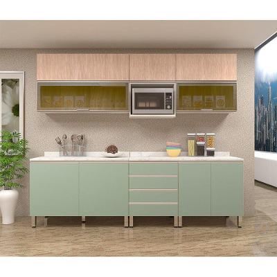Armário de Cozinha Completa 8 Peças Lis 10 Portas 10 Gavetas MDF 260cm Creme