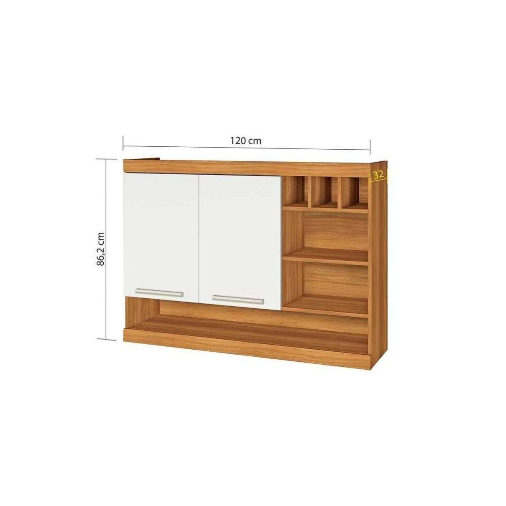 Cozinha Modulada Completa Burguesa Premium 4pçs (2 Armários 2 Balcões) C4P14 Freijó/Branco - Nesher - 6