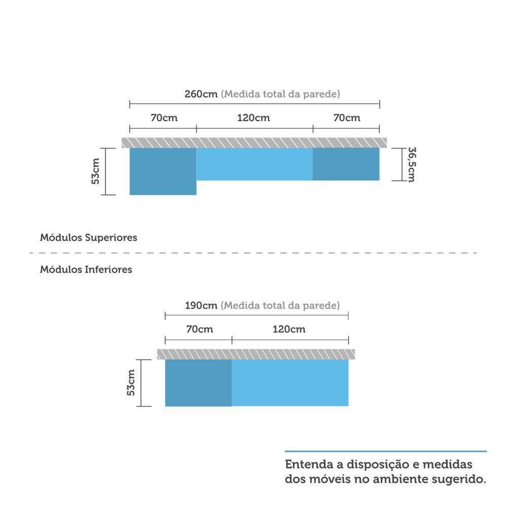 Armário De Cozinha 4 Peças Sem Tampo Crema Com Kashmir - 4