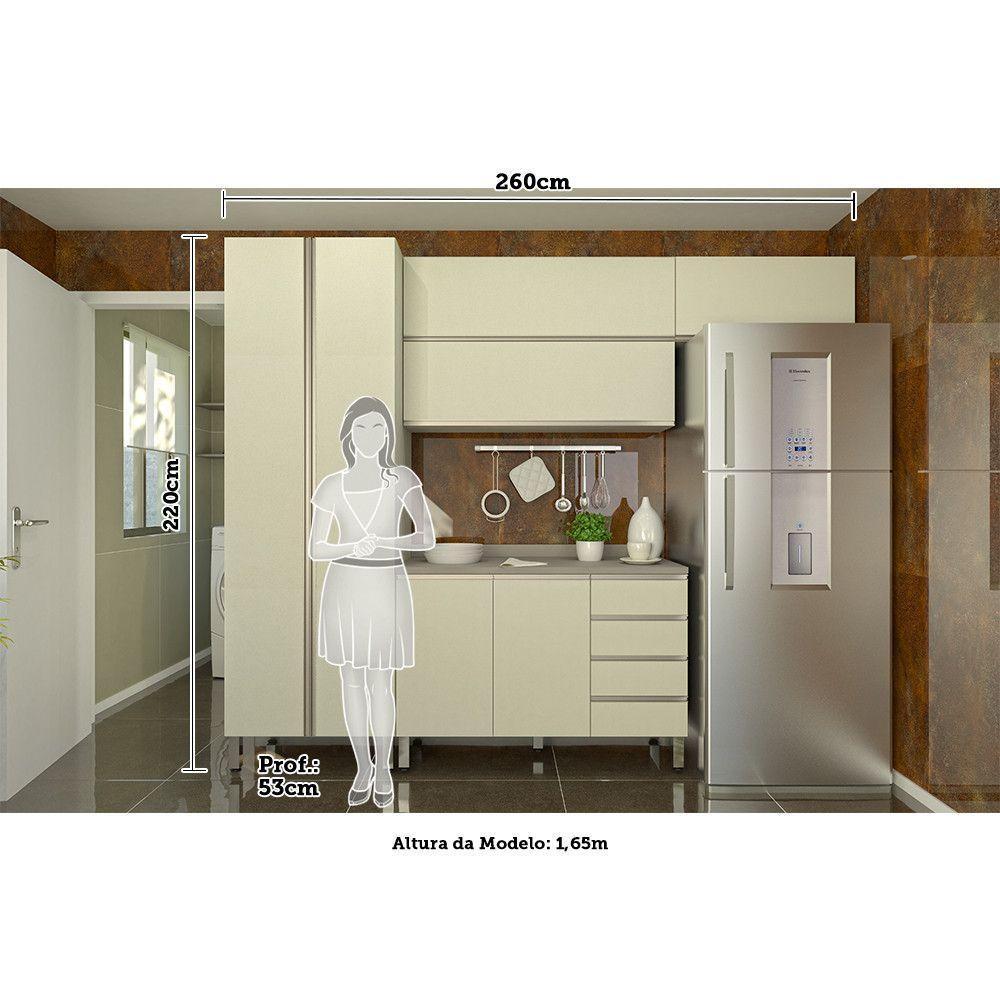 Armário De Cozinha 4 Peças Sem Tampo Crema Com Kashmir - 6