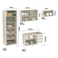 Armário De Cozinha 4 Peças Sem Tampo Crema Com Kashmir - 9