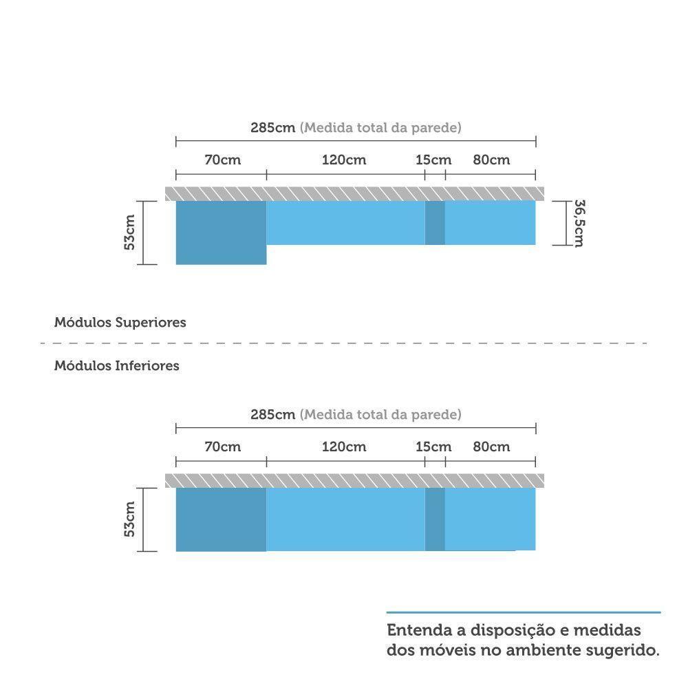 Armário De Cozinha 7 Peças Com Tampo Crema Com Verde - 3