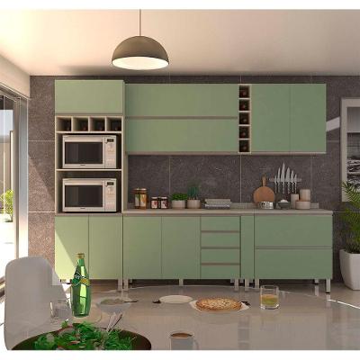 Armário de Cozinha Compacta Luci 14 Portas 5 Gavetas MDF 285cm Creme
