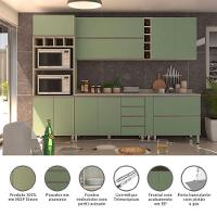 Armário De Cozinha 7 Peças Com Tampo Crema Com Verde - 6
