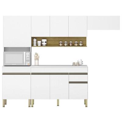 Armário De Cozinha 4 Peças Balcão Com Tampo 150cm Lina17 K02 Supremo/freijó - Mpozenato