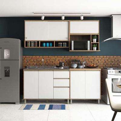 Cozinha 4 Pçs Armários Balcões E Nicho Mel Vanilla C/Branco