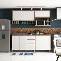 Cozinha 4 Pçs Armários Balcões E Nicho Mel Vanilla C/Branco - 1