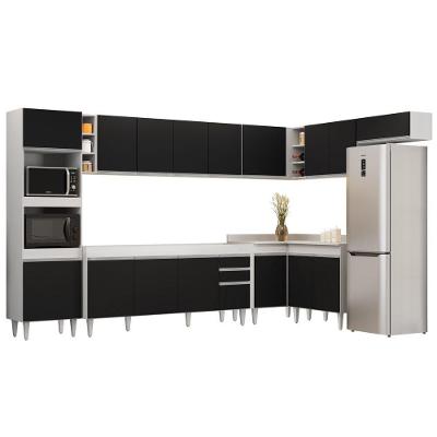 Armário De Cozinha Modulada De Canto 9 Peças Cp04 Balcão Branco/preto - Lumil