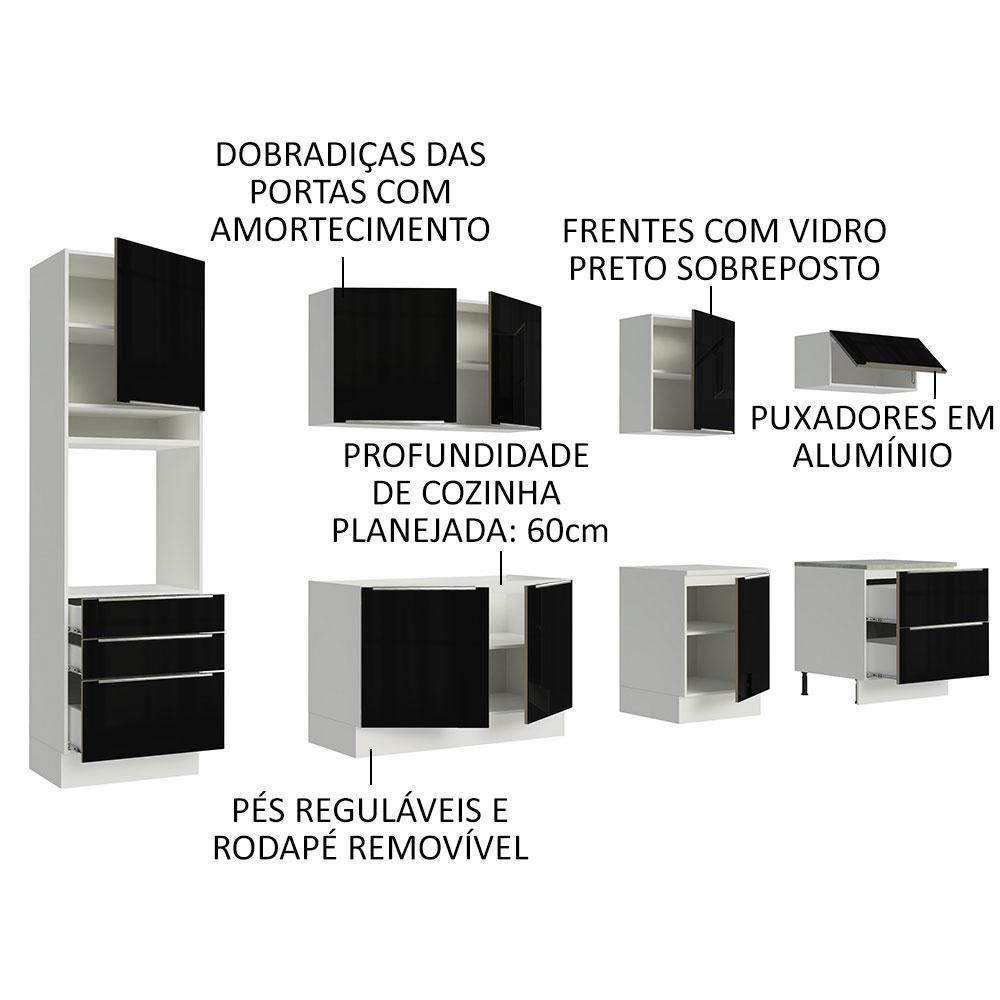 Cozinha Completa Com Armário e Balcão - Branco/preto - 9