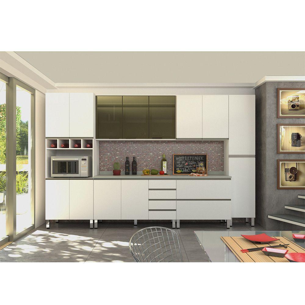 Cozinha Modulada 6 Peças Com Tampo Branco Vidro Reflecta - 1