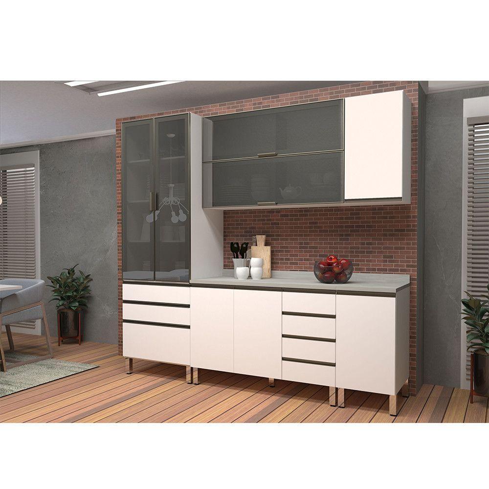 Cozinha Modulada Com Tampo 5 Peças Branco Vidro Reflecta - 1