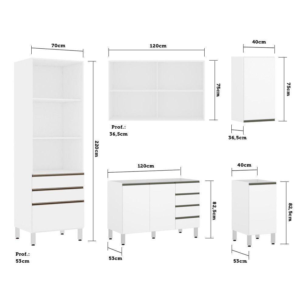 Cozinha Modulada Com Tampo 5 Peças Branco Vidro Reflecta - 5