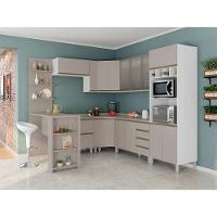 Armário De Cozinha Completa 10 Pçs Com Vidro Tampo Bancada Pérola Móveis Branco Polar Com Connect - 1