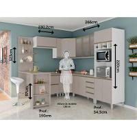 Armário De Cozinha Completa 10 Pçs Com Vidro Tampo Bancada Pérola Móveis Branco Polar Com Connect - 4