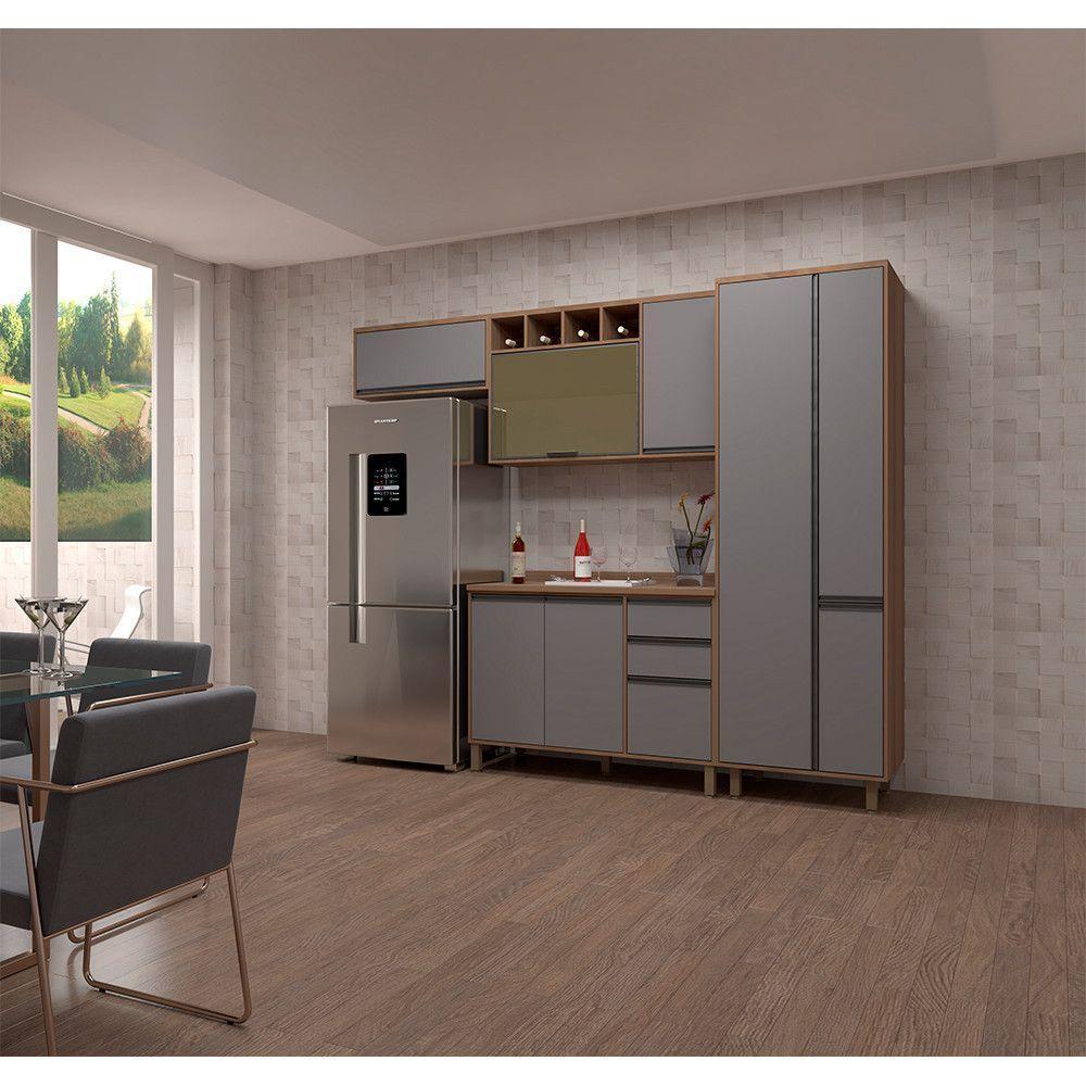 Armário De Cozinha 4 Peças Com Tampo Com Cinza - 1