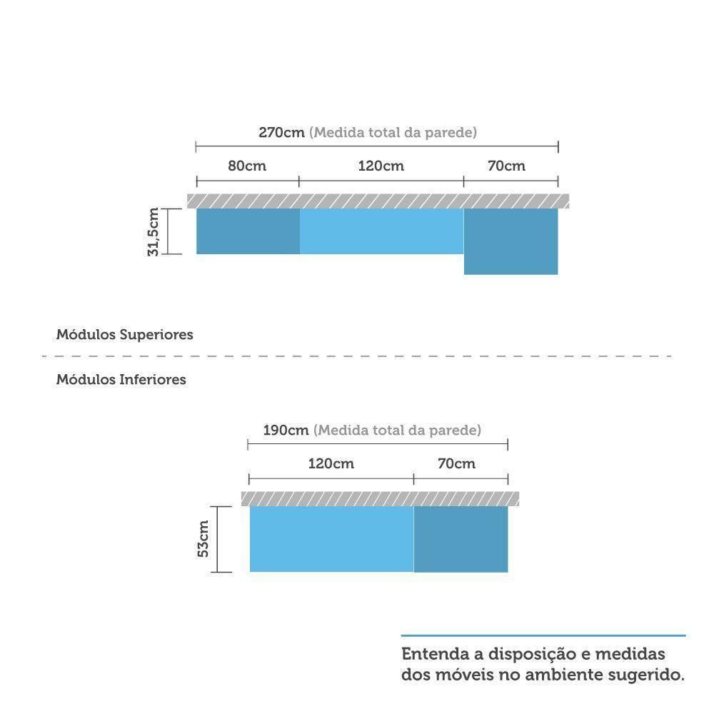 Armário De Cozinha 4 Peças Com Tampo Com Cinza - 5