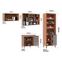 Armário De Cozinha 4 Peças Com Tampo Com Cinza - 10