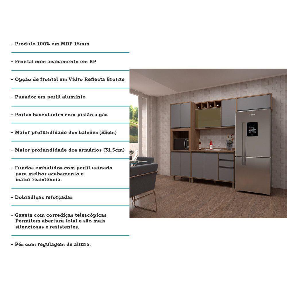 Armário De Cozinha Com 4 Peças E Tampo Com Cinza - 4