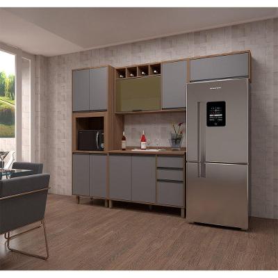 Armário de Cozinha Compacta Isa 10 Portas 3 Gavetas MDF Vanilla-cinza Puro