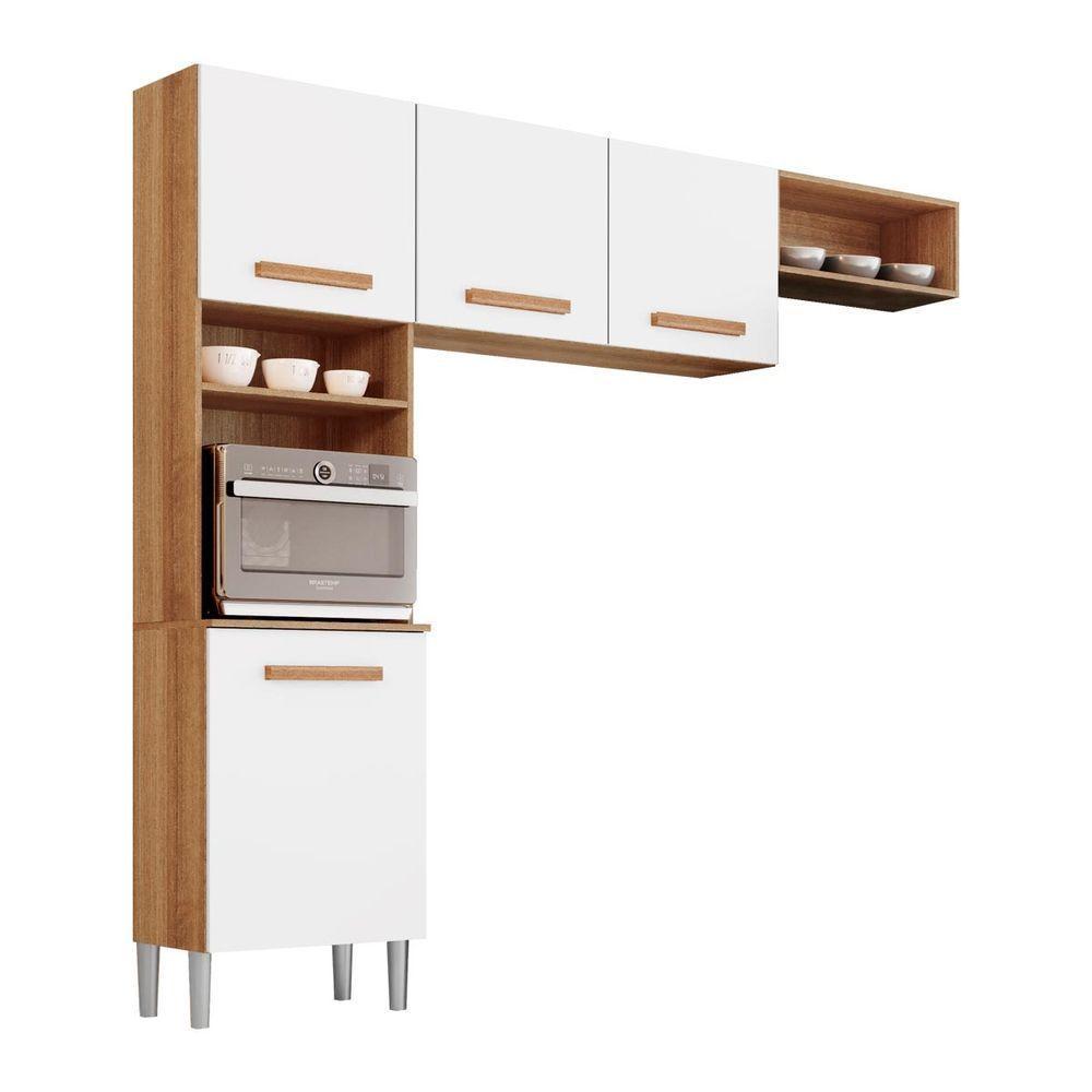 Cozinha Compacta Com 04 Portas E 02 Nichos Emily Cor Atacama Off White Aramóveis - 1