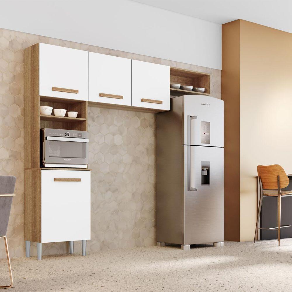 Cozinha Compacta Com 04 Portas E 02 Nichos Emily Cor Atacama Off White Aramóveis - 3