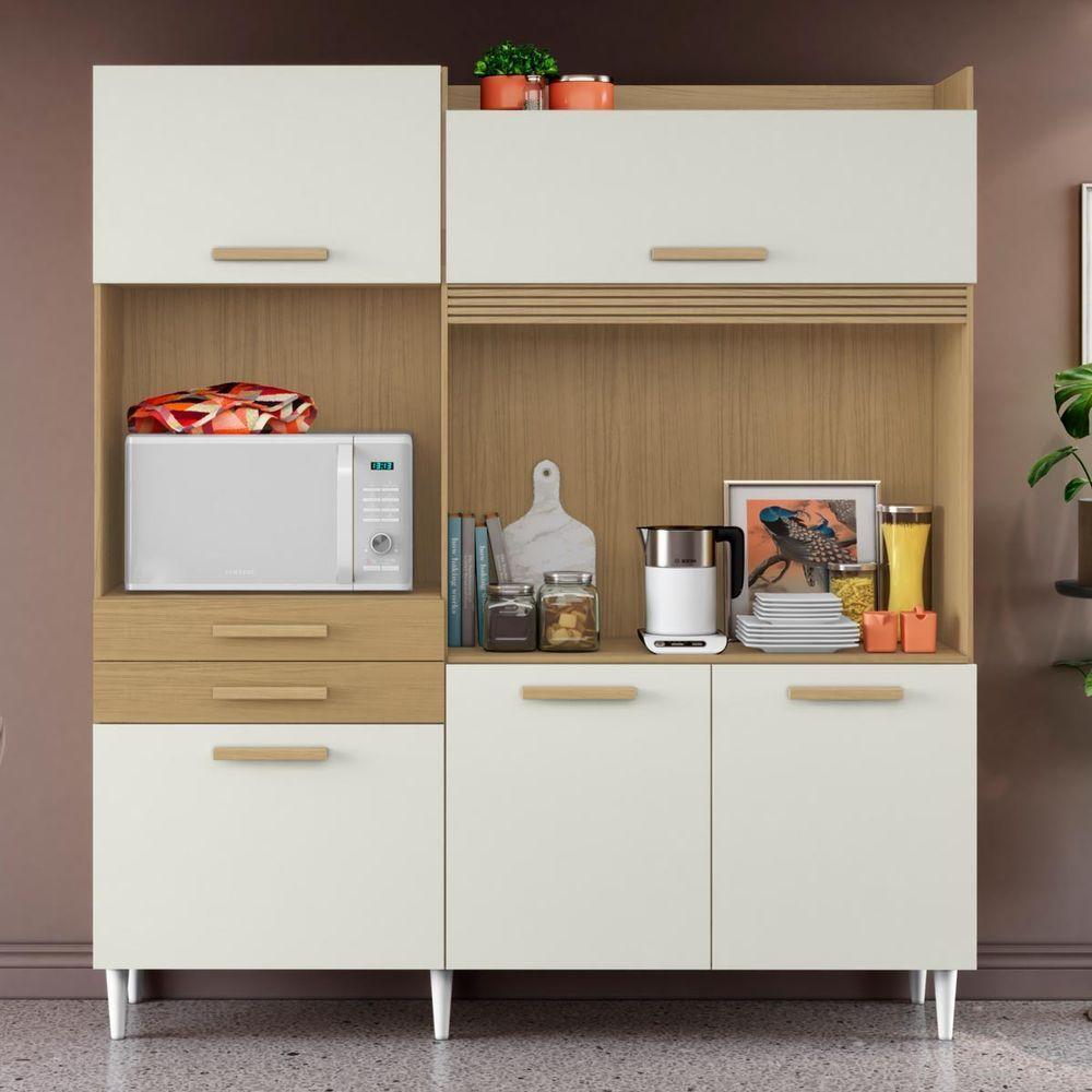 Cozinha Compacta Com 05 Portas E 02 Gavetas Isis Cor Atacama Off White Aramóveis - 3